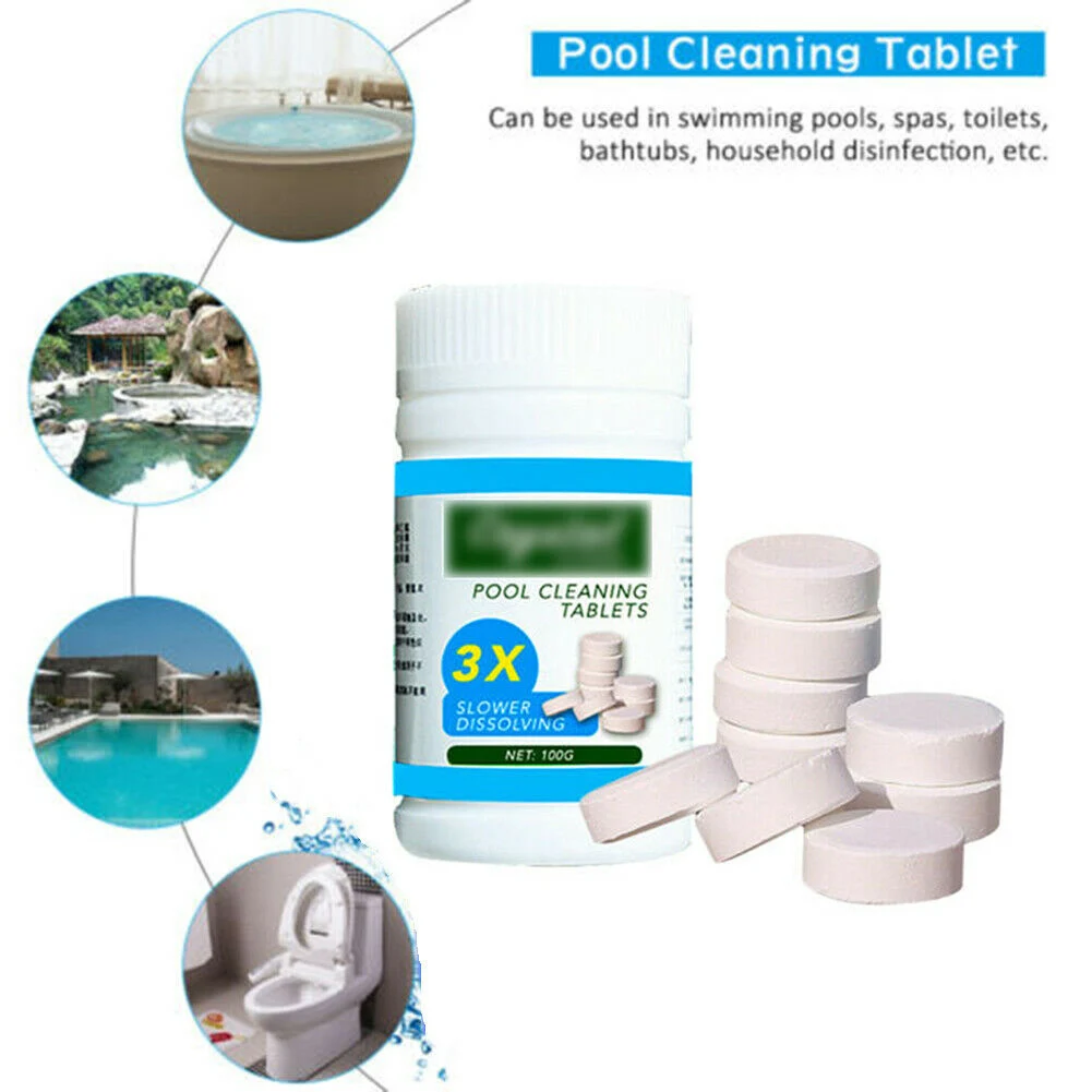 100 шт/бассейн домашний отель больница дезинфекция хлора шипучие таблетки