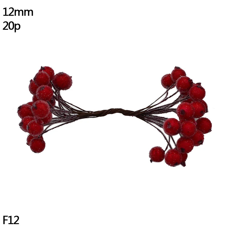 F12-20pcs red Рождественский красный цветок, искусственный цветок, тычинки, вишневые ягоды, сделай сам, Рождественский венок, ремесло, Свадебная вечеринка, товары для украшения дома - Цвет: F12-20pcs red