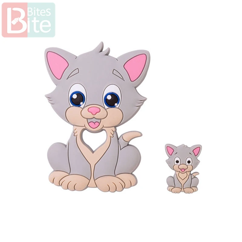 Gray Cat Укус укусов 2 шт./компл. Черепаха силиконовый детский Прорезыватель для зубов "сделай сам" для изготовления Еда Класс коала силиконовые крошечные стержень при прорезывании зубов силиконовые бусины комплект ювелирных изделий - Цвет: Gray Cat