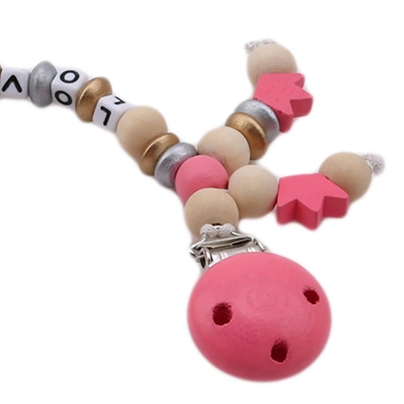 Деревянные зажимы для пустышки с надписью LOVE нетоксичные держатель детской