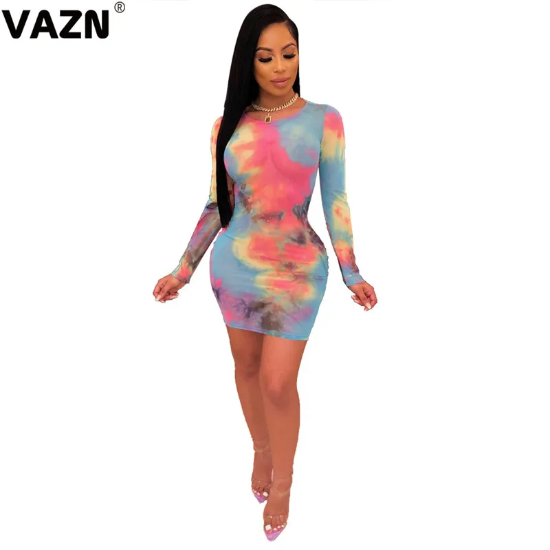 VAZN GYM18359 шикарный продукт 2019 + Осень сексуальная леди 2 цвета мини платье с длинным