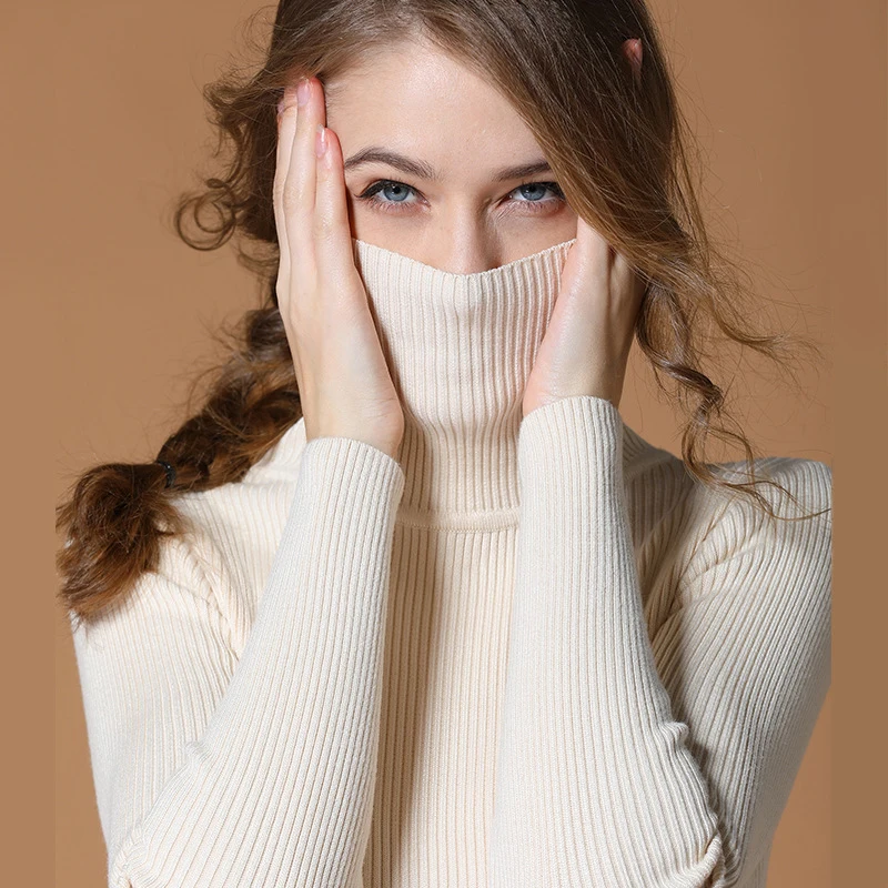 

AECU 2021 Autumn Winter Women's Turtleneck Sweaters Tops Women's Sweaters Thin Pullover Jumper Knitted Sweater Pull Femme Hiver