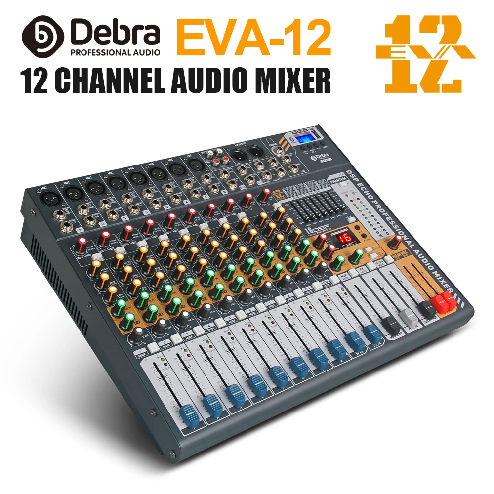 Аудиомикшер Debra Audio Clean sound!Pro EVA 12 канальный аудиомикшер для диджея с фантомным