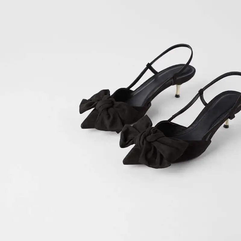 

New Spring & Summer2020 Women Slingbacks Pointed Toe Shallow Point Bow Girls Sweet Shoes Sandals French Style