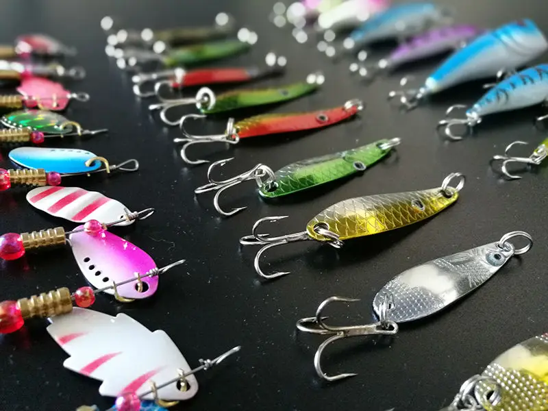 

Hot 30pcs/lot Spinners Fishing Lure Mixed Color/Size/Weight Metal Spoon Lures Hard Bait Fishing Tackle Metal Lure Atificial Lure