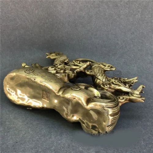 

christmas 18" Collect China Fengshui Brass Copper Lucky Zodiac Dargon Horse Statue New Year