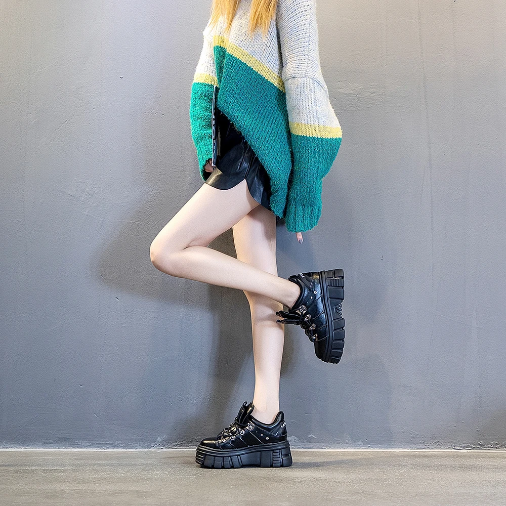 Женские кроссовки на плоской платформе AARDIMI обувь в стиле панк для увеличения