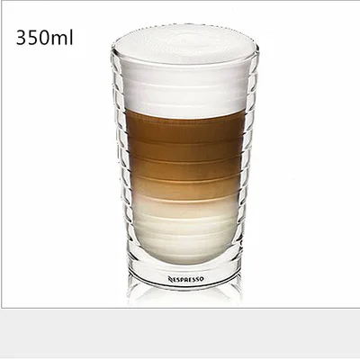 350ml Кофейная чашка стекло двойной изоляции чашки питьевой с термоизоляцией, двойной настенный стеклянный творческая чашка для чая пивная кружка виски стеклянные чашки - Цвет: 350ml