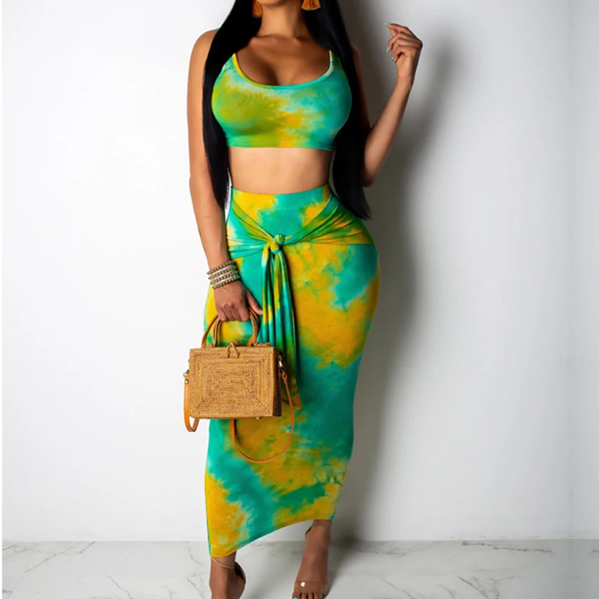 Летний модный сексуальный женский комплект из двух предметов разных цветов