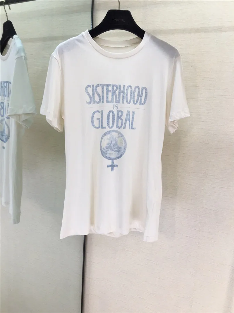 as picture Sisterhood Global Printing Женская футболка из хлопка и льна Повседневная Удобная футболка женская футболка высокого качества для девочек 2 цвета - Цвет: as picture