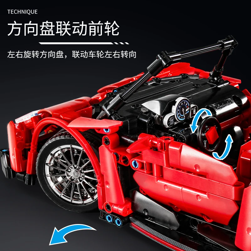 

Technique Super Sports Car Lamborghining Building Blocks MOC Simulation Model Venenoed Bricks Kids Toys Boyfriend Gift 8606
