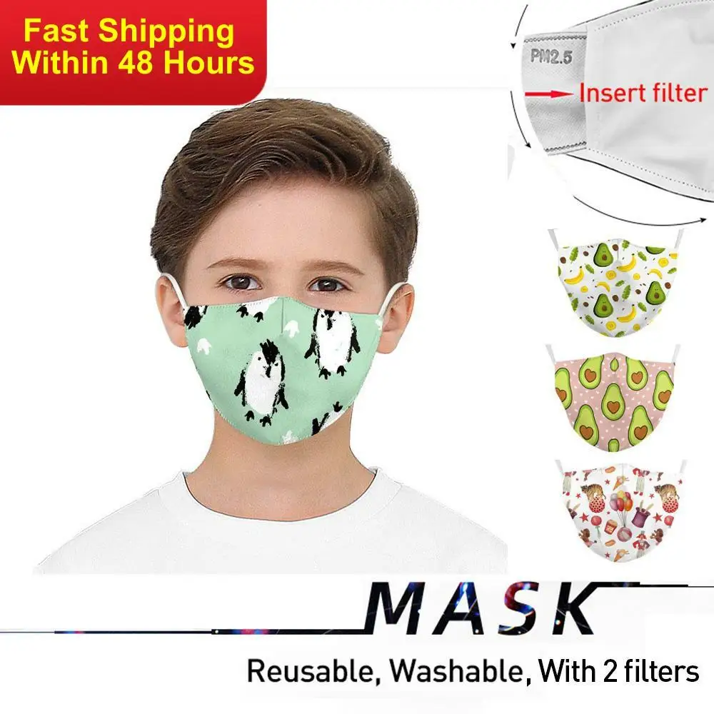 

Zawaland Children Avocado Mouth Mask Washable Kids Face Mask Funny Anti Pollution Mouth-muffle Mask with 2 Filters