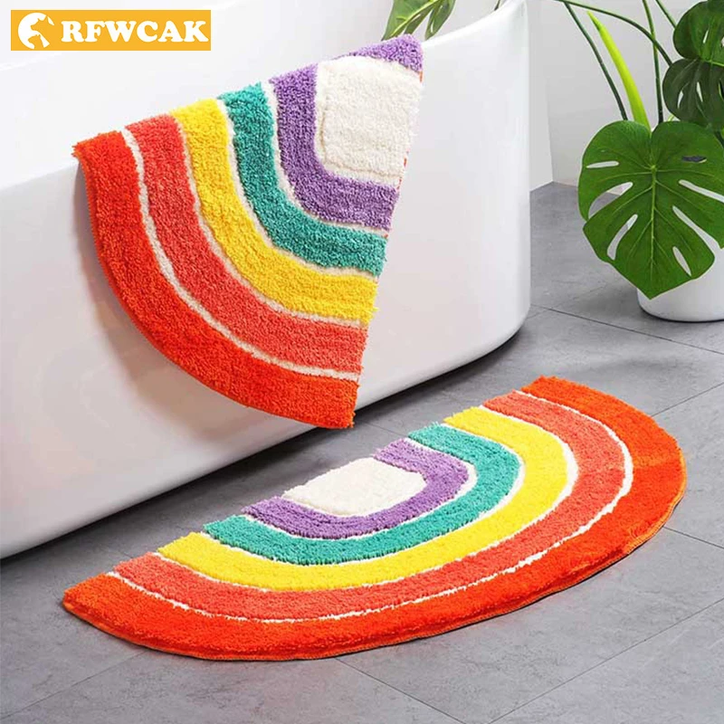 Радужный коврик для ванной нескользящий входной двери мягкие коврики украшения