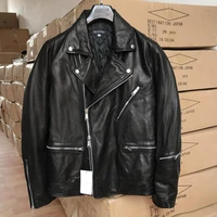 mans fashion high quality sheepskin suede genuine leather turn down motorcycle jackets coats male clothing black 2xl 3xl xxxl