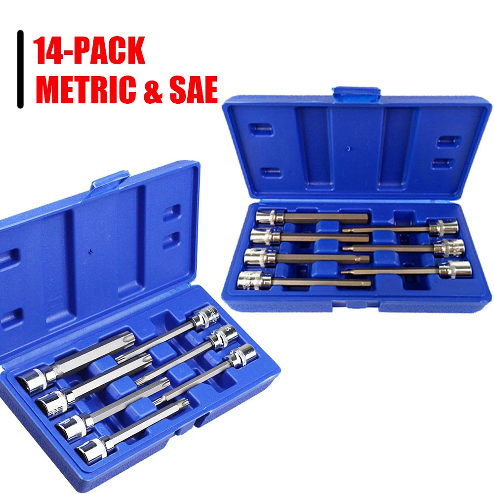 14 шт. Экстра длинный метрический шестигранный Набор торцевых головок с коробкой