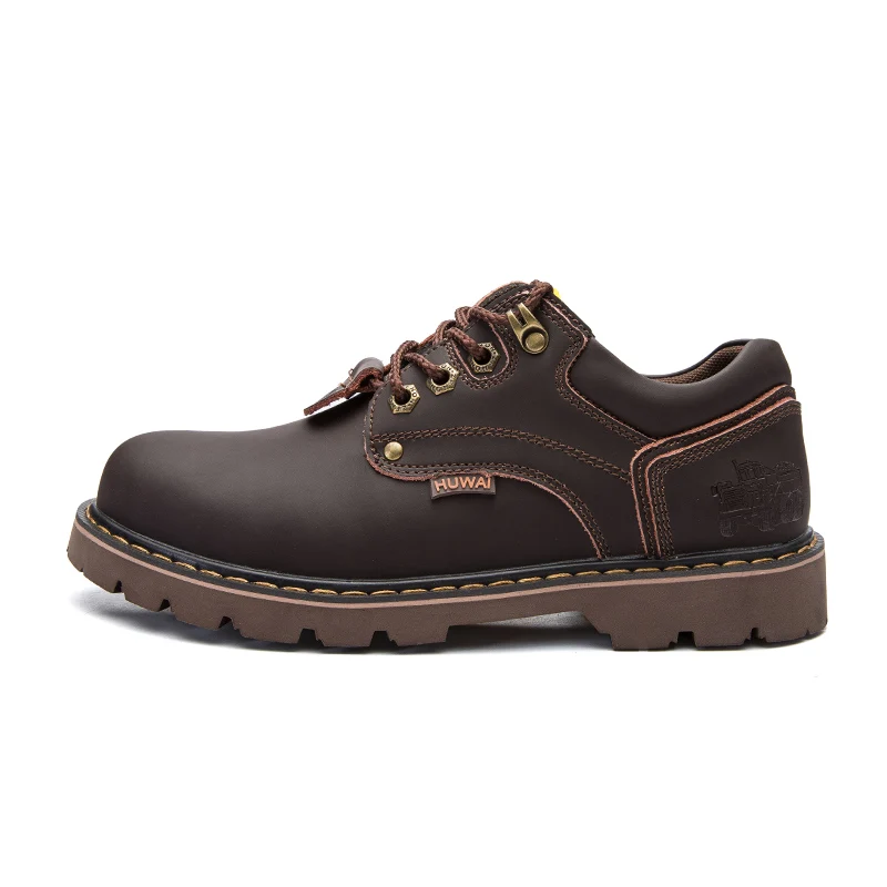 5808Dark-Brown Г. Новая обувь из натуральной дышащей кожи Мужская модная повседневная нескользящая обувь на шнуровке удобная резиновая обувь кроссовки - Цвет: 5808Dark-Brown