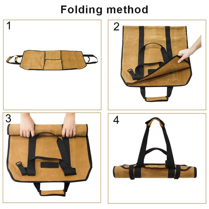 

2in1 Waterproof Waxed Canvas Firewood Log Carry Bag Durable Storage Bag Outdoor MYDING
