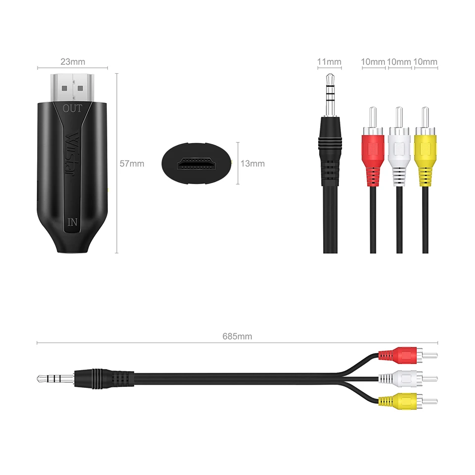Преобразователь Av-Hdmi Переходник плата Hdmi Upscaler преобразователь Rca-Hdmi для ТВ |