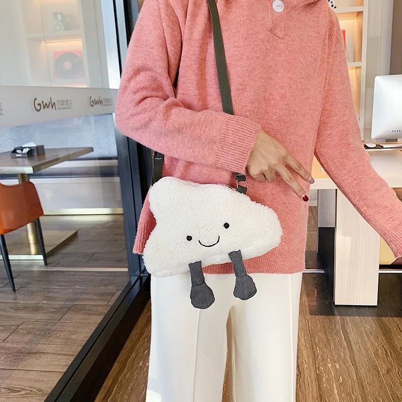 

M048 Cartoon Lovely Messenger Bag For Women Cute Plush Cloud Small Bag