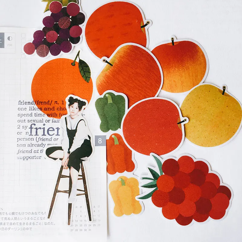 28Pcs/Set Hand Draw Fruit Sticker Vellum Paper DIY Craft Scrapbooking Album Junk Journal Planner Decorative Stickers | Канцтовары для