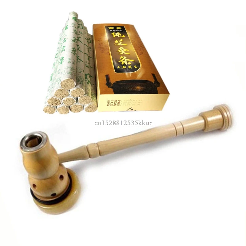 

Wooden navel therapy gourd box of portable with moxa leaf apparatus of gynecolog
