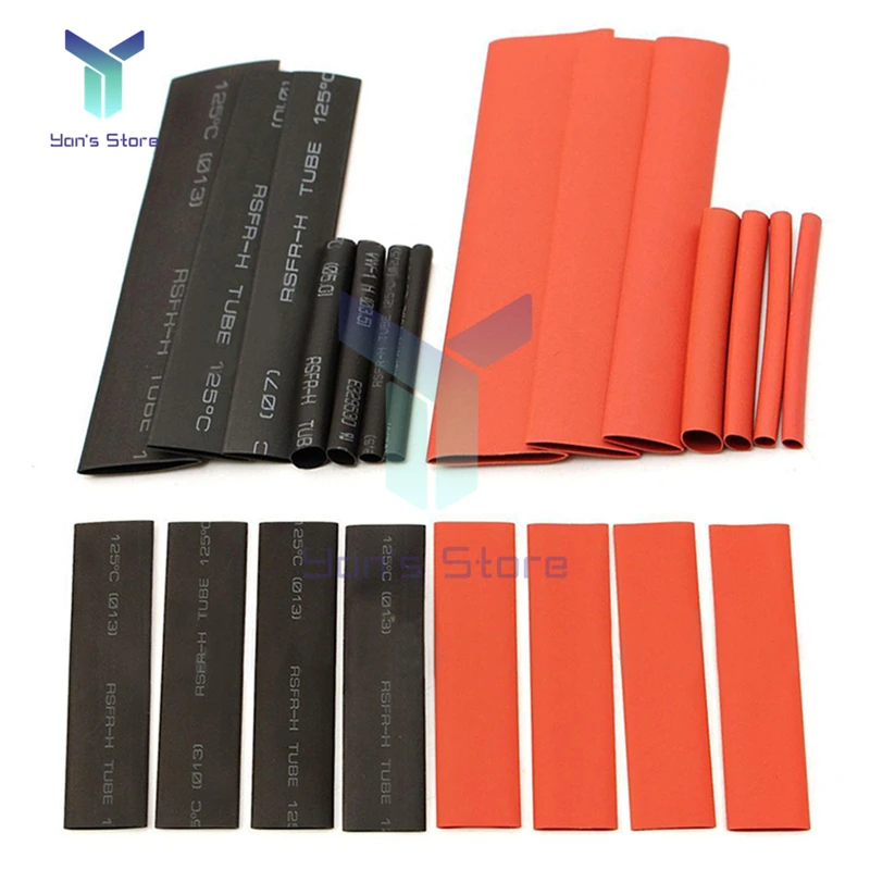 

127pcs Red Black Polyolefin Heat Shrink Tubing Cable Tube Sleeving Kit Wrap Wire Set PE Heat Shrink Tubing Set Cable Sleeves