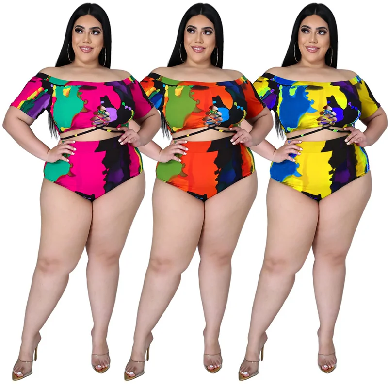 Размера плюс 5xl 2 шт. наборы для ухода за кожей шорты бикини комплекты Оптовая