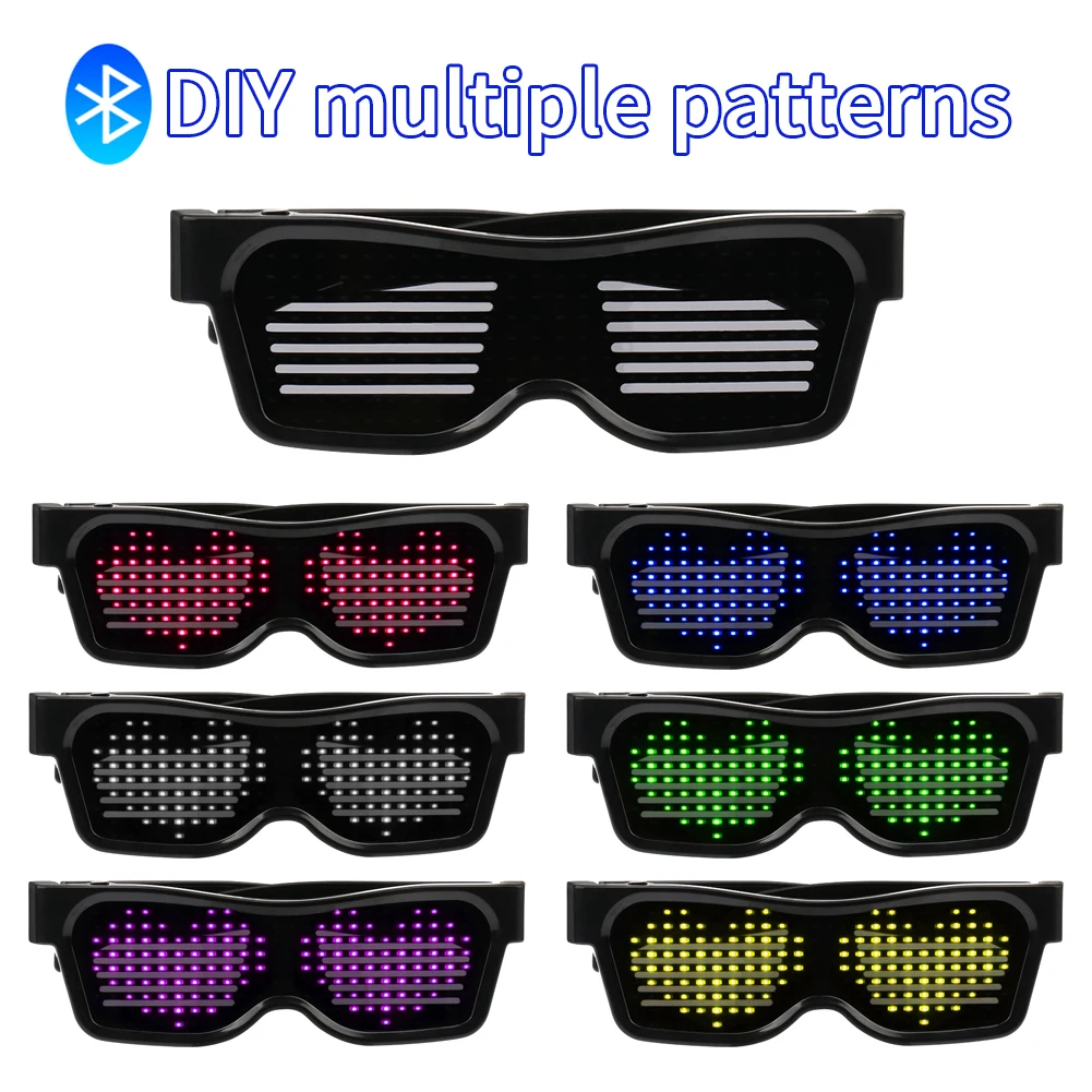 Новые DIY приложение управления многоязычные быстрая вспышка светодиодные вечерние светящиеся очки USB зарядка рождественское освещение концертов игрушки Светящиеся солнцезащитные очки