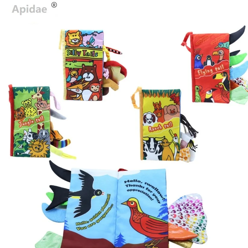 

Детские Тканевые книги для раннего обучения, тканевая книга для родителя и ребенка, Интерактивная звуковая головоломка с животными, мягкие ...