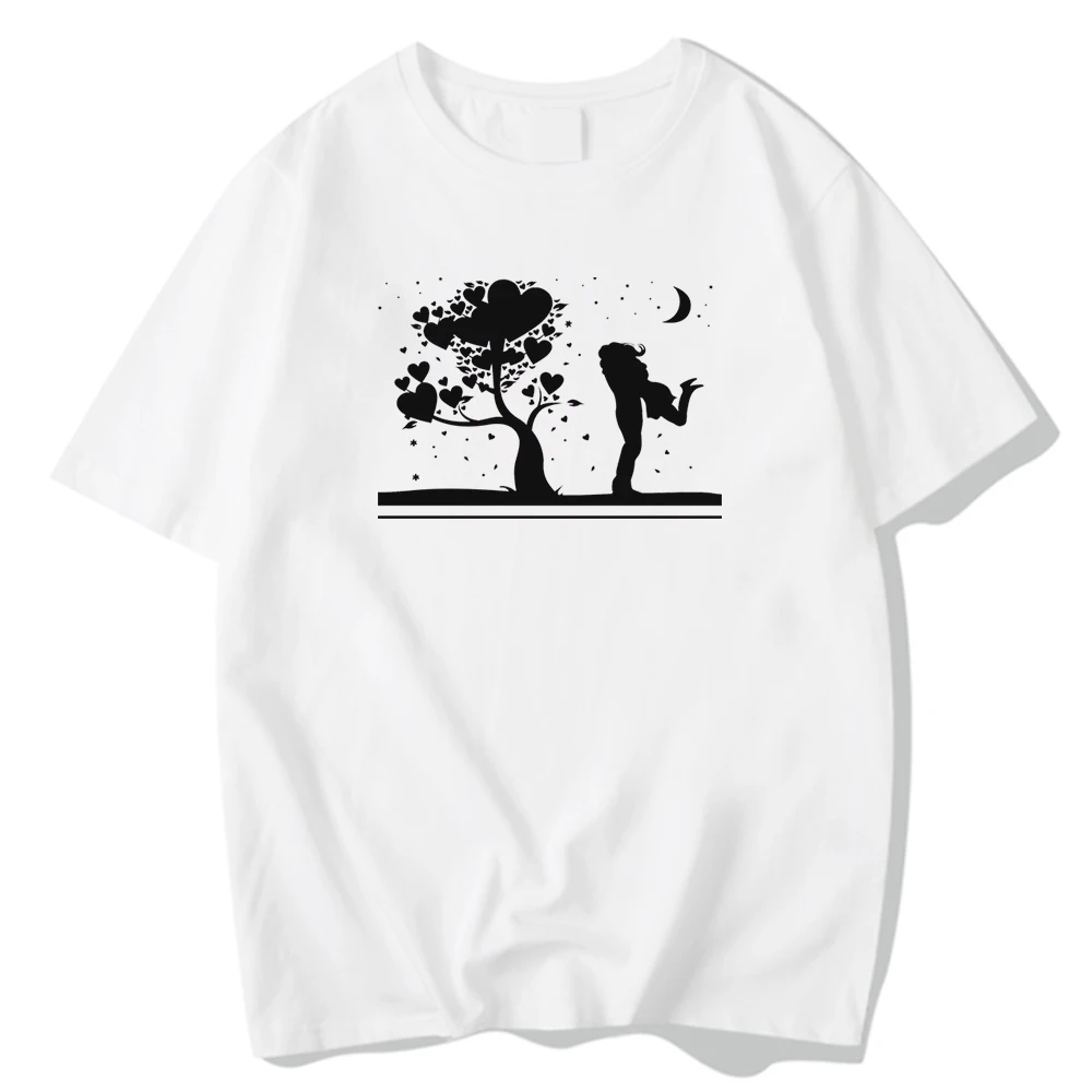 

Черный Древа любви; Для девочек и мальчиков влюбилась Милая легкая принтованная Мужская футболка Манга Оверсайз Футболки Уличная верхняя о...