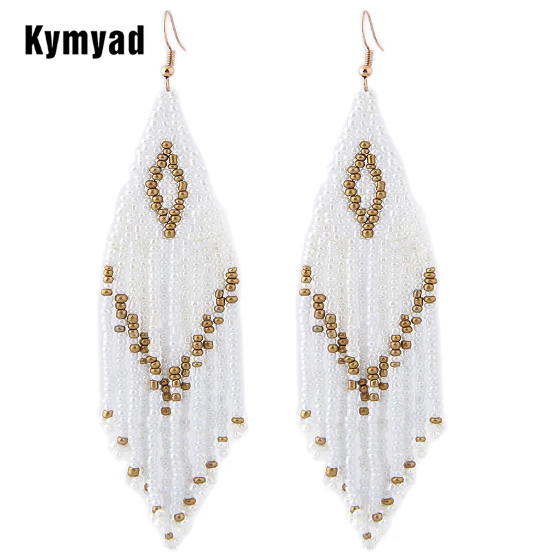 

Kymyad Bohemian Earrings 2023 Beads Long Earrings Ethnic Style Drop Earings Fashion Jewelry Bijoux Femme Statement Earrings