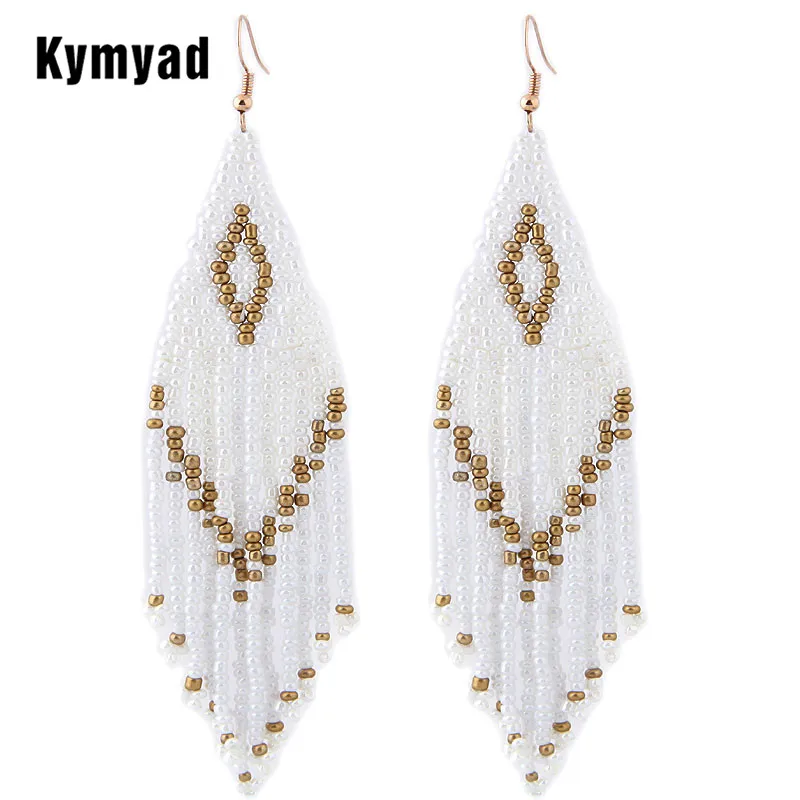 Kymyad богемные серьги 2021 бусины Длинные в этническом стиле висячие модная