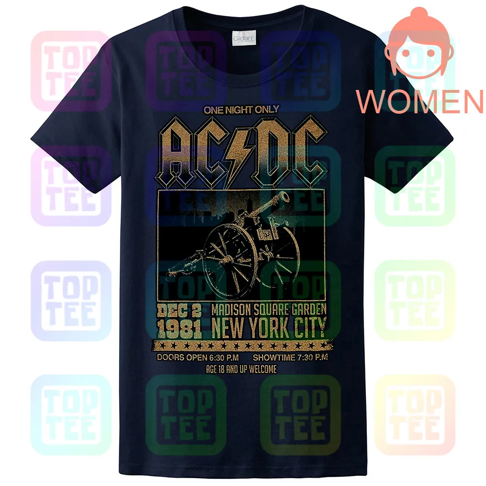 WOMEN-NAVY Официальный AC/DC Футболка Мэдисон Сквер Гарденс для тех, кто о рок Тур 1981 - Цвет: WOMEN-NAVY