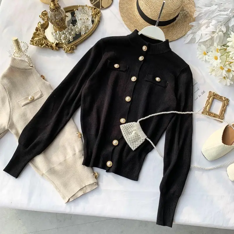 Women Knit Cardigan Spring Short Fit Single Breasted Sweater Urban Vintage Ladies Spring Retro Long Sleeve Top Knitwear Suits