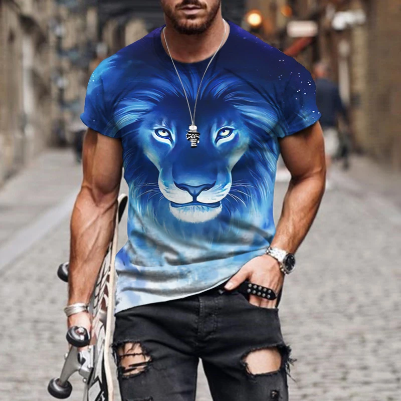 

New Summer Men T-shirt Fashion Short Sleeve Funny Animal 3D Print O-Neck Casual Tees Tops Streetwear Oversized T-shirts Harajuku