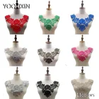 Новая роза вышивка цветок кружевной воротник тканевый шитье Аппликация DIY гипюровая Лента отделка декольте патчи свадебное платье ткань Декор