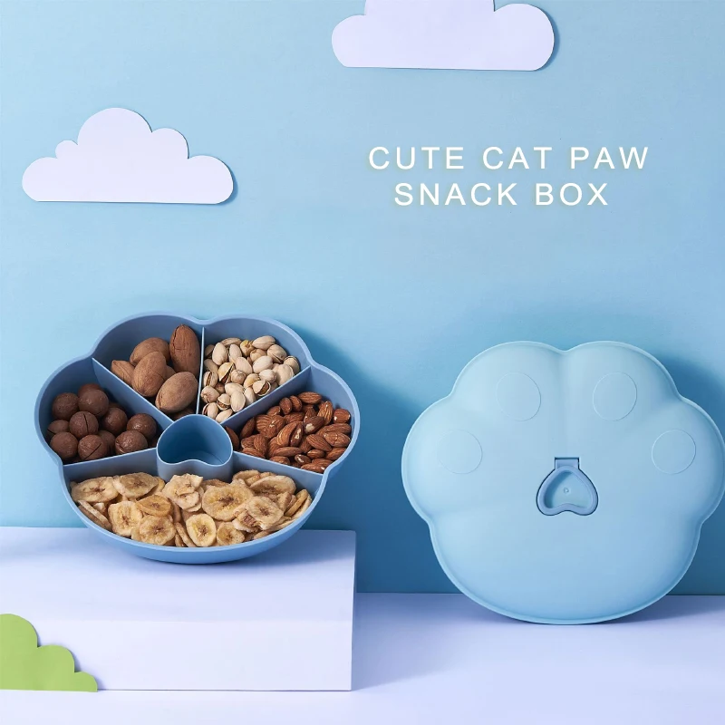 

2021 Creative Cat Paw Shape Candy Snacks Nuts Dry Fruits Plastic Plate Snack Dishes Bowl Breakfast Tray Wedding Party Dessert