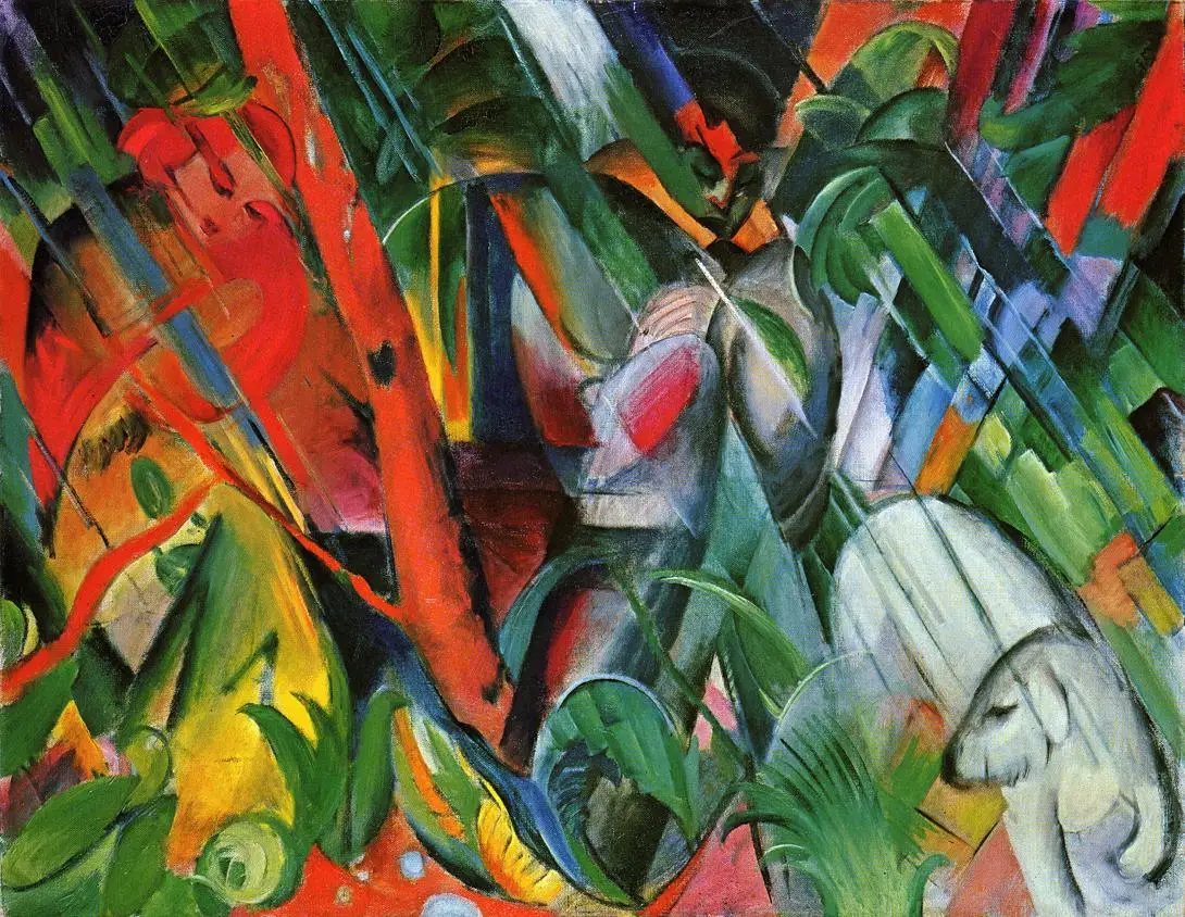 

100% handmade Oil Painting reproduction on linen canvas,in-the-rain-1912 by Franz Marc,Free Shipping,High Quality