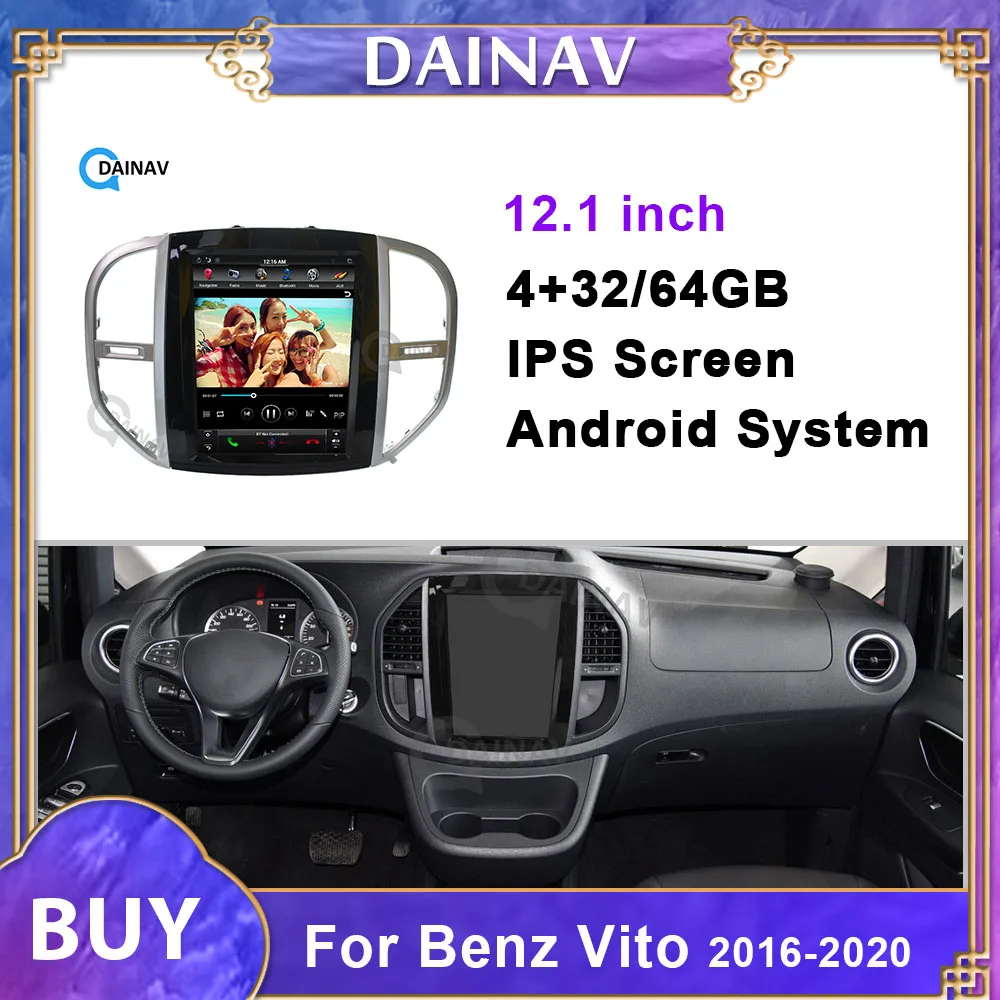 

12.1 inch HD screen Car Multimedia DVD Player For Benz Vito 2016 2017 2018 2019 2020 Telsa Style Car Stereo Radio GPS Navigation