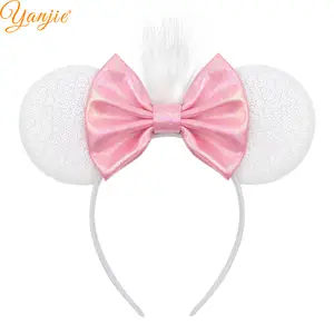 lazos para el pelo de 5 pulgadas Diadema con orejas de ratón para niña accesorios para el cabello para niña diadema de Boutique para mujer con tapa grande y lentejuelas lazos para el pelo de 5 pulgadas Diadema con orejas de ratón para niña accesorios para el cabello para niña diadema de Boutique para mujer con tapa grande y lentejuelas