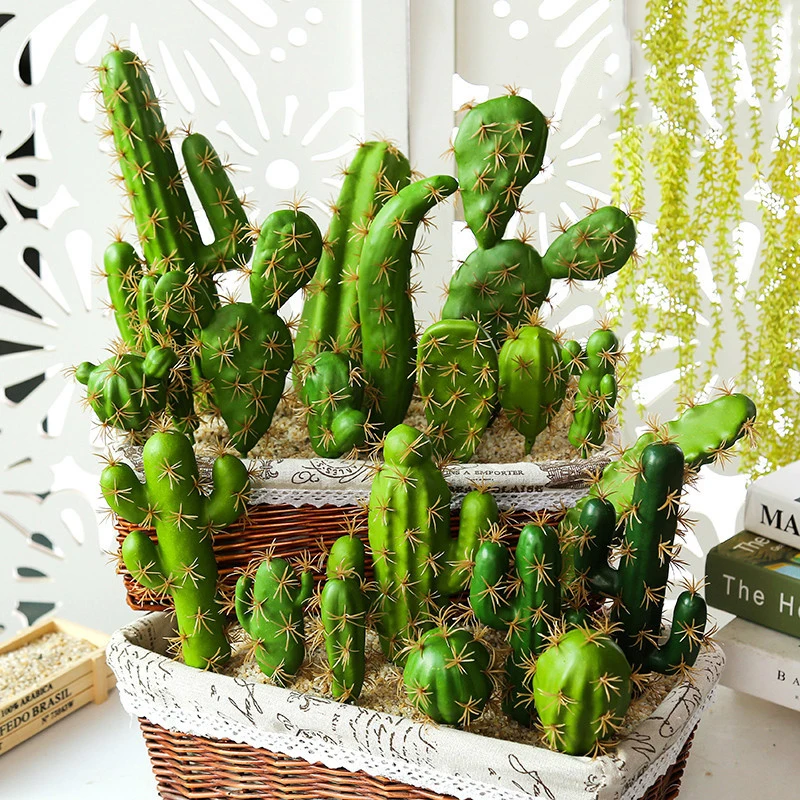 Artificial Plastic Cactus Succulents Prickly Pear Potted Plant no Pot Eco-Friendly Simulation Home Office Desktop Decoration Hot | Дом и сад