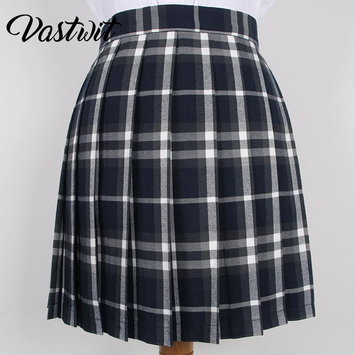 

Womens High Waist Plaid Pleated Skirt Schoolgirl Cosplay Casual A-line Mini Skirt Stripes Leisure School Uniform