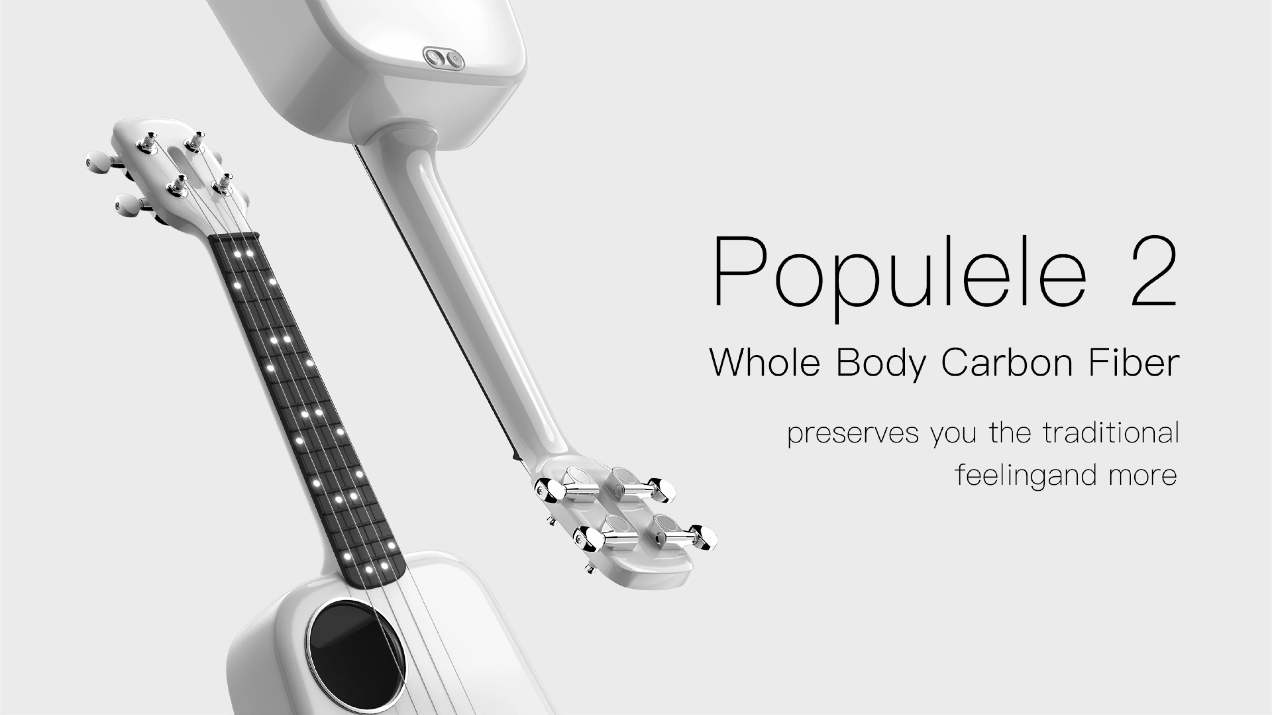 Populele 2 светодиодный USB Смарт укулеле 4 струны 23 дюймов укулеле концертный ABS гриф акустическая электрогитара