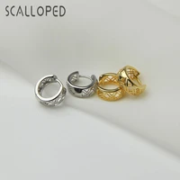 scalloped european mesh hollow hoop earrings for women vintage minimalist metal craft circle ear piercing statement jewelry