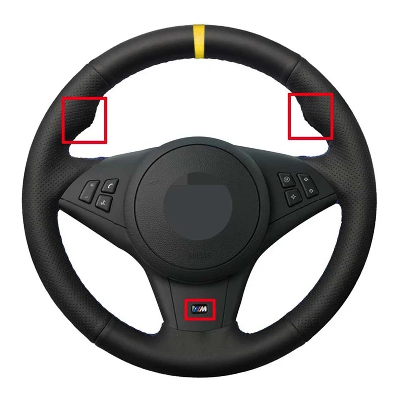 

Чехол рулевого колеса автомобиля мягкая черная натуральная кожа для BMW E60 E63 E64 Cabrio M6 2005 2006 2007 2008 2009 M series