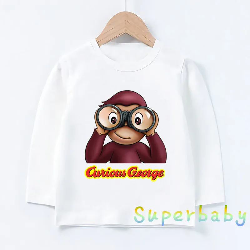 Детская любопытная Футболка с принтом обезьяны Джордж забавные детские топы