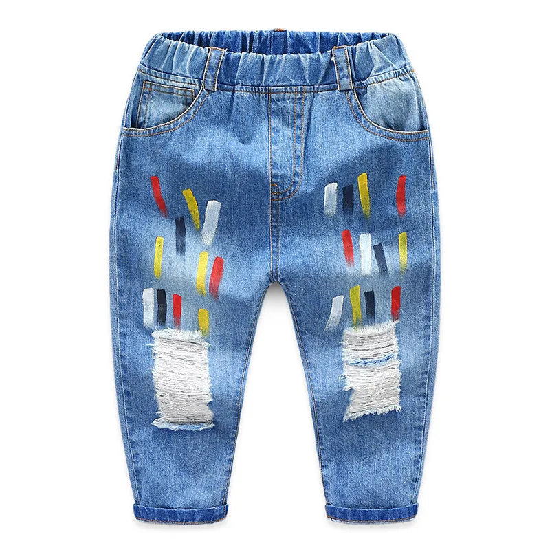 

Boys Girl Hole Jeans Pants Excellent Quality Cotton New Casual Children Trousers Baby Toddler Comfortable Kids Clothes Children