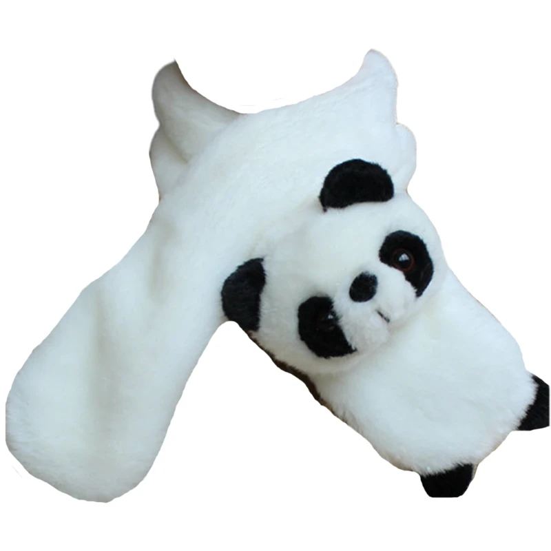 

Winter Fluffy Plush Warm Cross Collar Scarf Cute Cartoon Panda 3D Stuffed Toy Shawl Wrap Windproof Thermal Neck Warmer