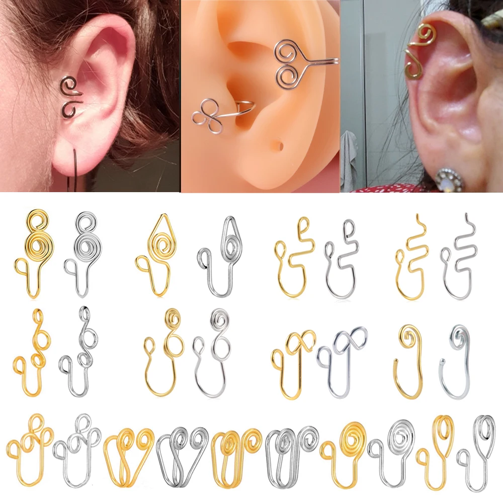 

1Pc Stainless Steel African Fake Piercing Clip Nose Ring Cuff Ear Cuffs Heart Cross Flowers Clip Nose Rings Body Jewelry