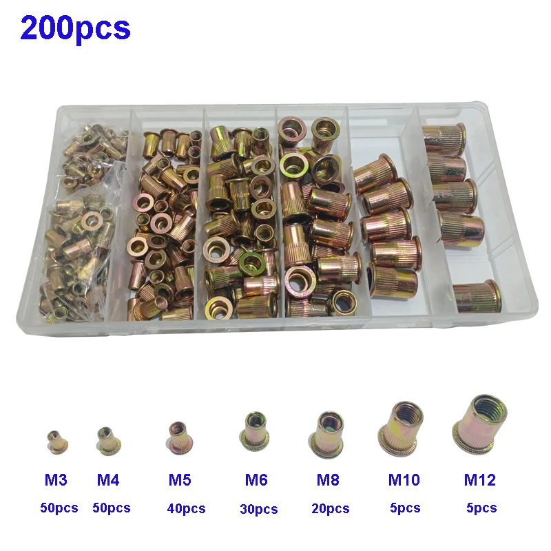 200/150/100 шт. Гайки из углеродистой стали с заклепками оцинкованные M3 M4 M5 M6 M8 M10 M12